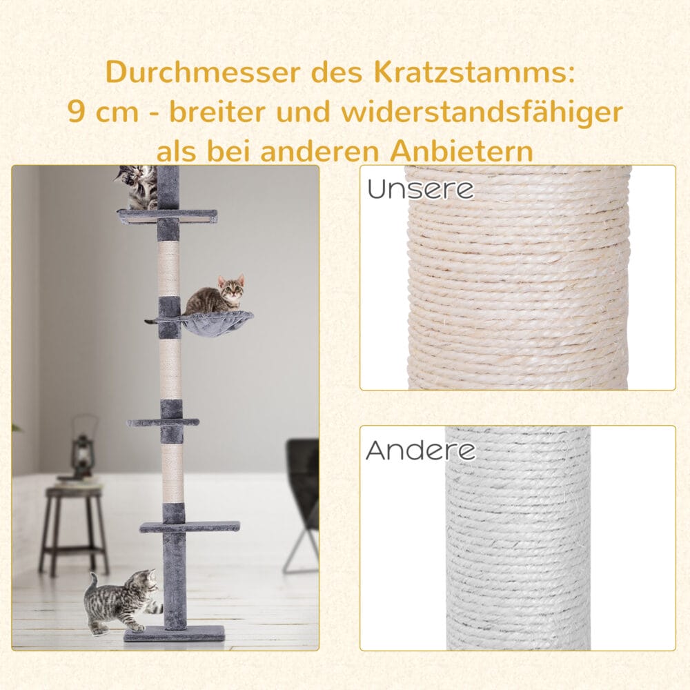 Kratzbaum Deckenhoch höhenverstellbar 40x34x230-260cm