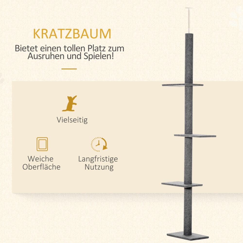 Kratzbaum Katzenbaum Höhenverstellbar 43x27x228-260cm