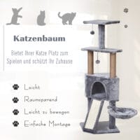 Kratzbaum Katzenbaum mit Hängebett 4-Stock 40x40x124cm