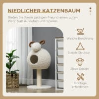 Kratzbaum Katzenbaum mit Katzenhöhle im Ziegen-Design 80cm