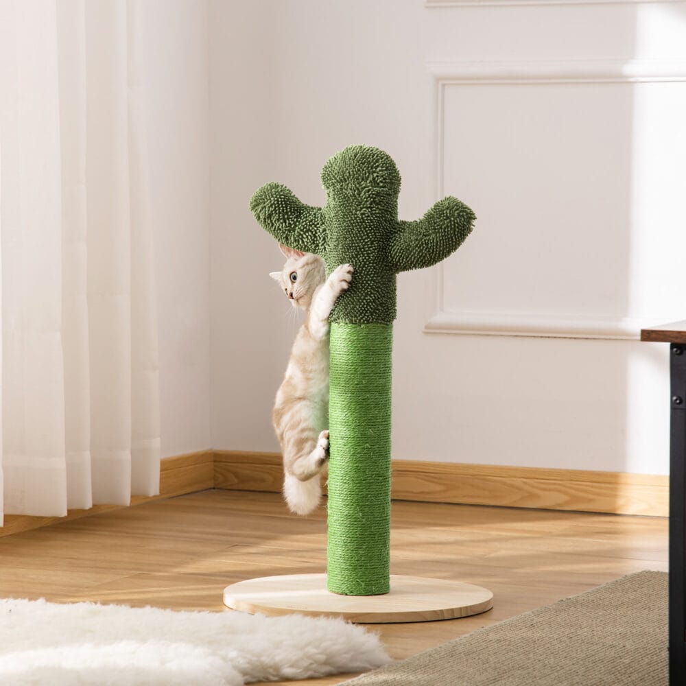 Kratzsäule für Katzen Kaktus 65cm Hoch Grün+Natur