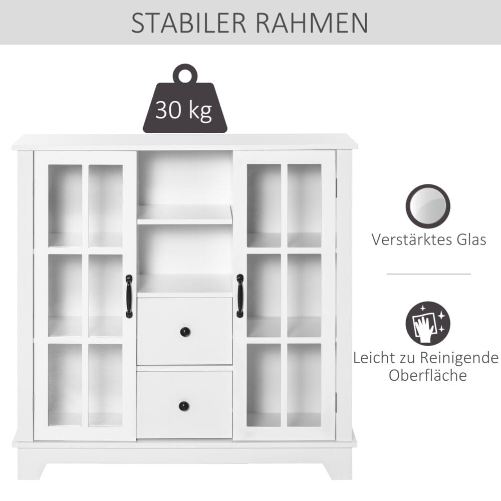 Küchenschrank Sideboard elegant mit Glastüren 100 x 35 x 100 cm