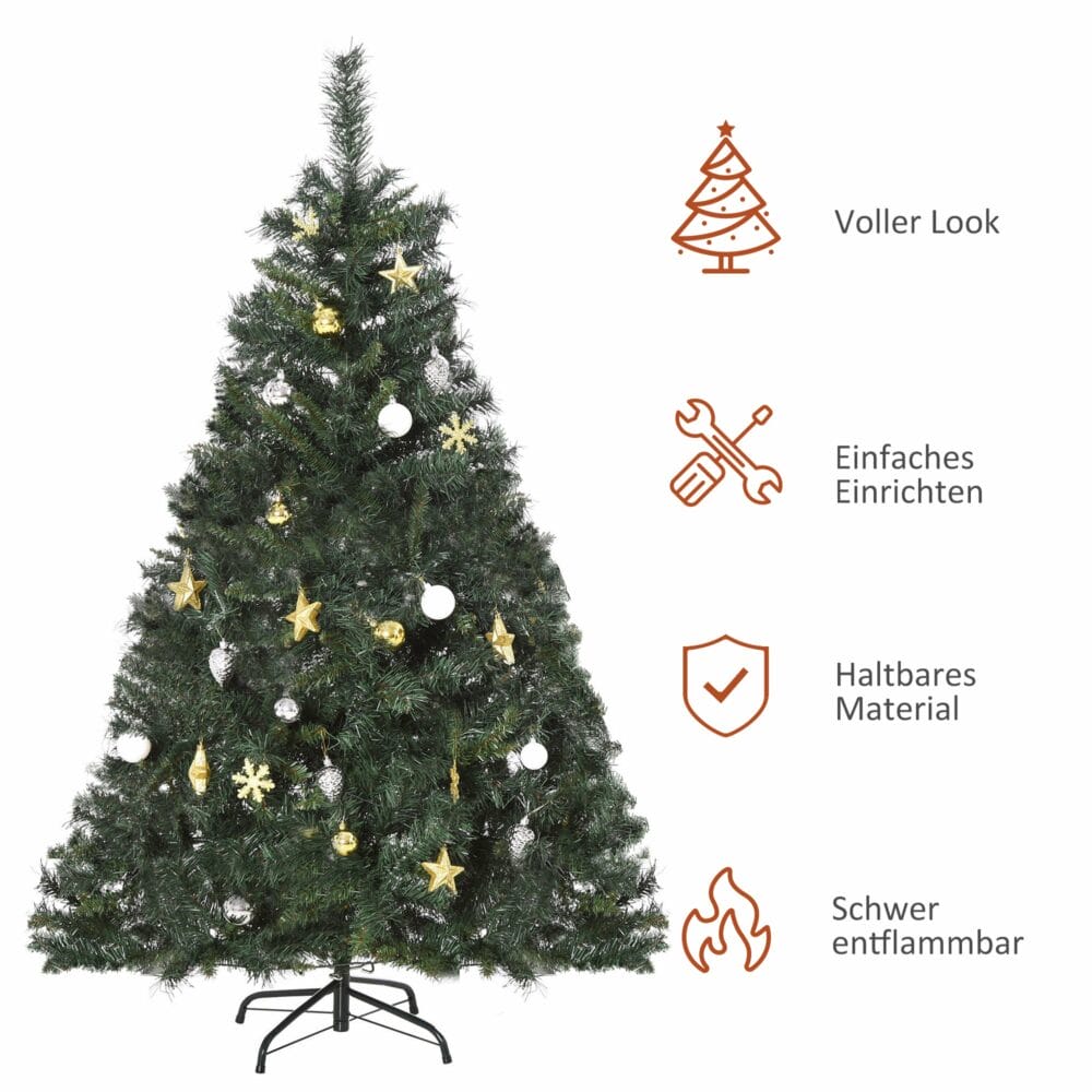 LED Weihnachtsbaum mit Deko 120 LEDs 511 Spitzen Ø95x150Hcm