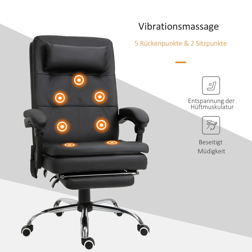 Massage Bürostuhl mit 7 Massagepunkte mit Fussstütze
