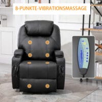 Massagesessel Fernsehsessel mit Liegefunktion Schwarz