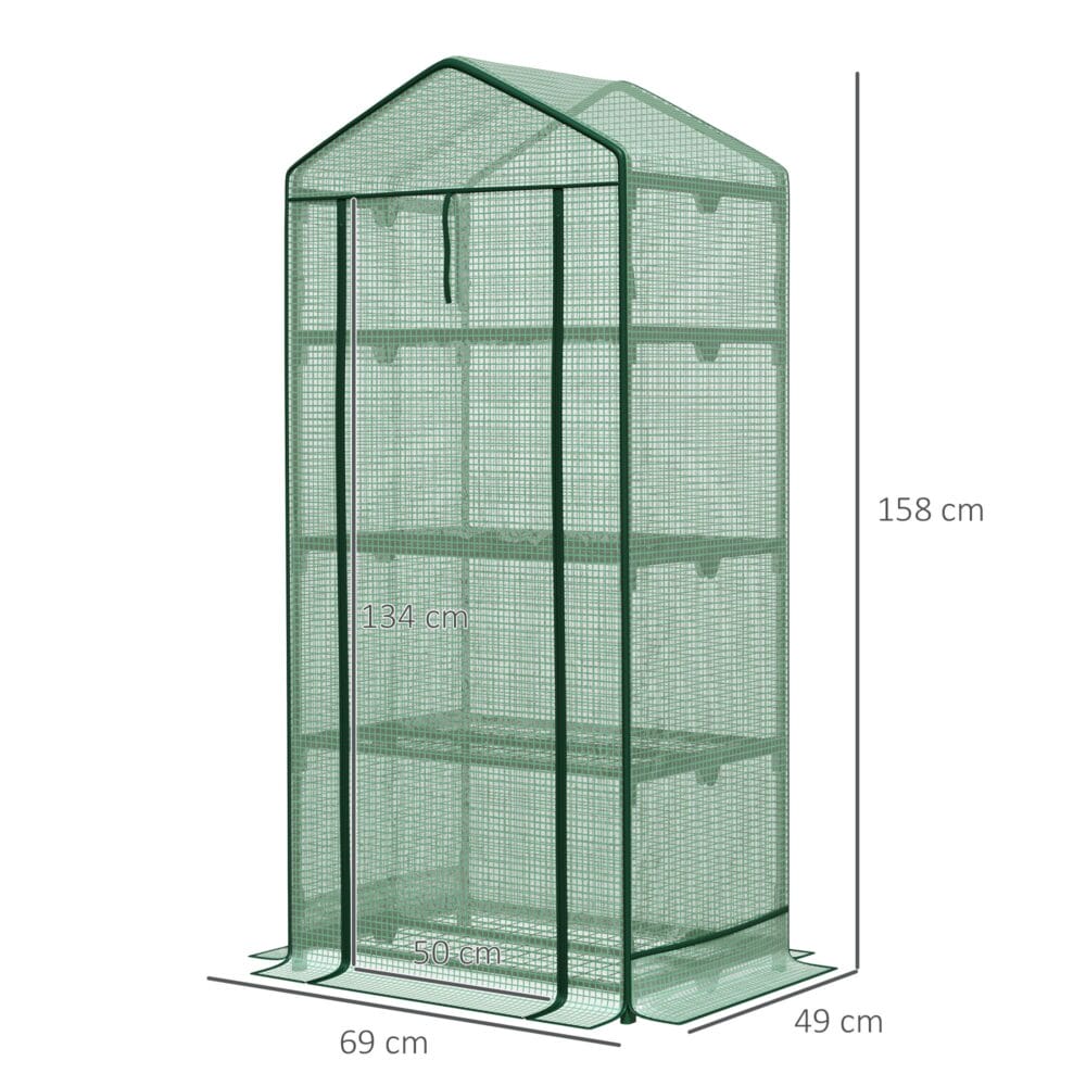 Mini-Gewächshaus 69x49x158cm Frühbeet mit 3 Regalböden