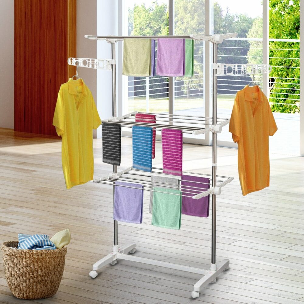 Mobiler Wäscheständer klappbar mit 3 Ebenen