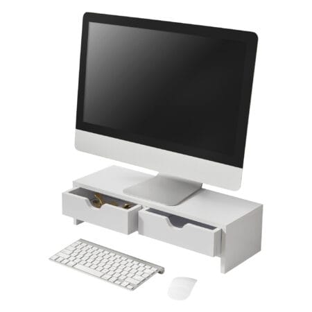 Monitorständer Mänttä mit 2 Schubladen 50x18x13cm Weiss
