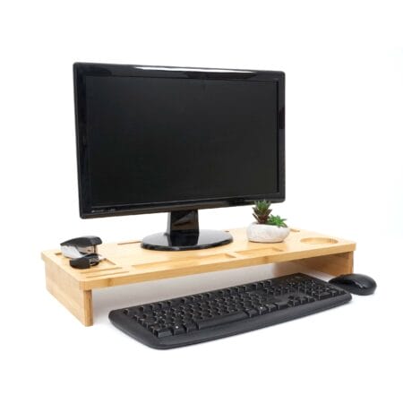 Monitorerhöhung Bambus Monitorständer Tischorganizer 9x65x31cm