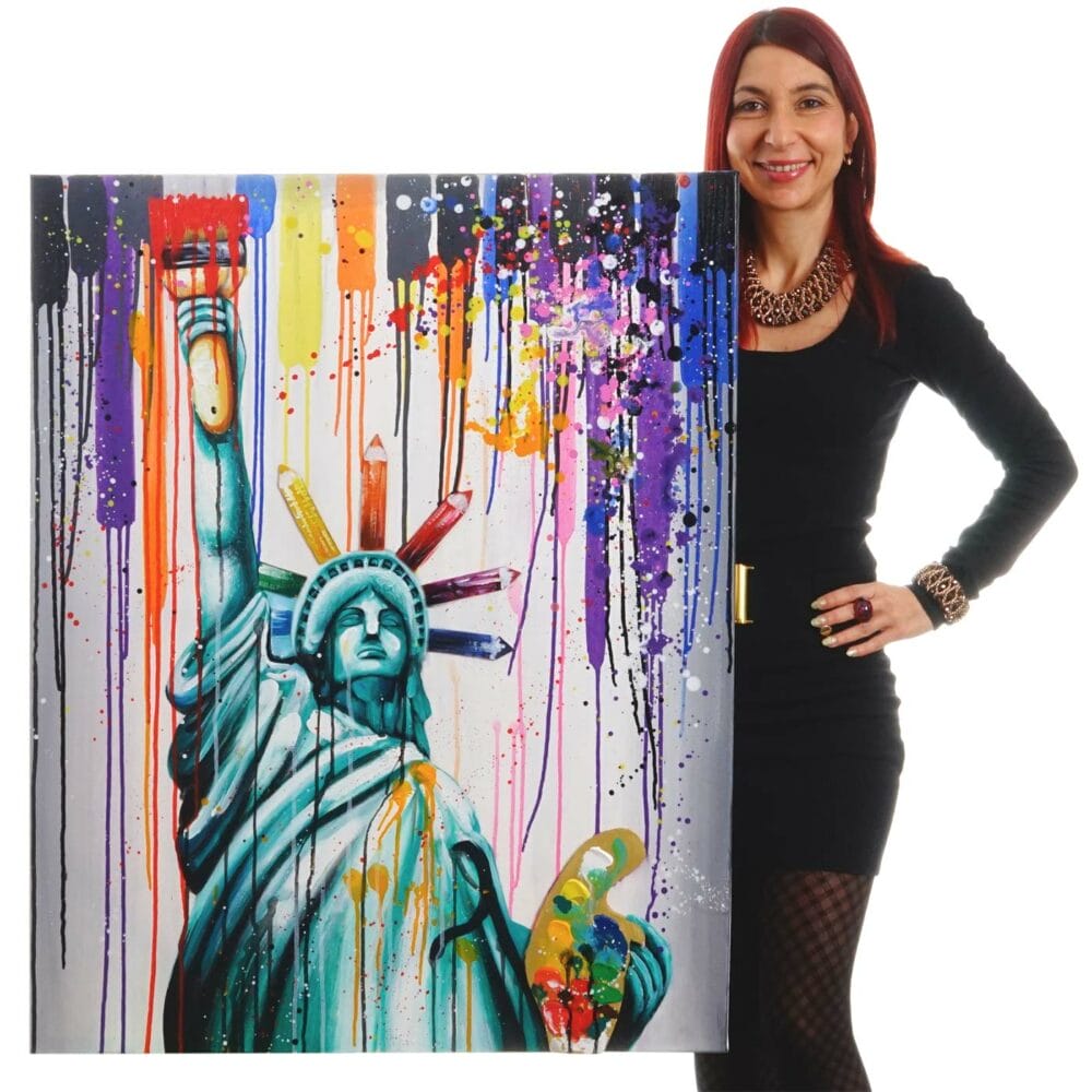 Ölgemälde Freiheitsstatue, handgemaltes Ölbild ~ 100x80cm