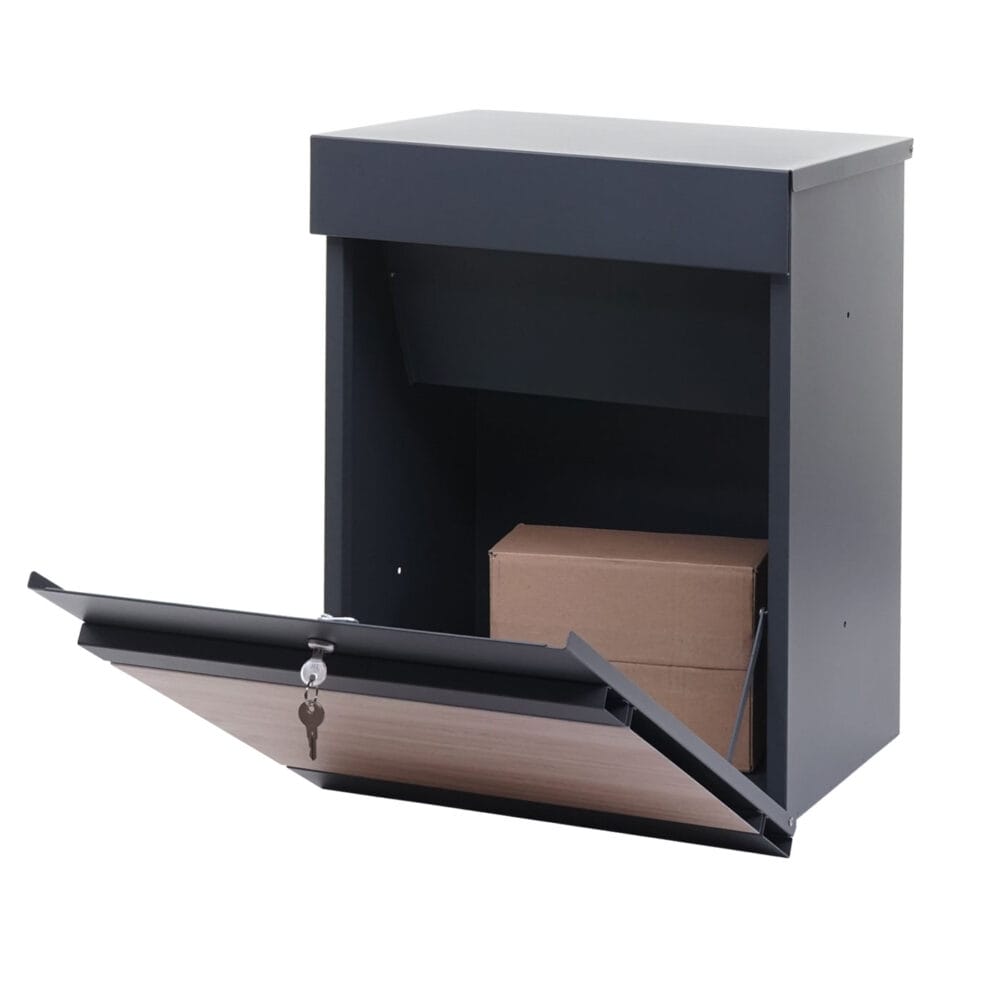 Paketkasten JAM-K41 Paketbox Briefkasten Metall verzinkt anthrazit-Holzoptik