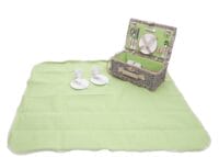 Picknickkorb Weidenkorb Set für 4 Personen mit Decke grün