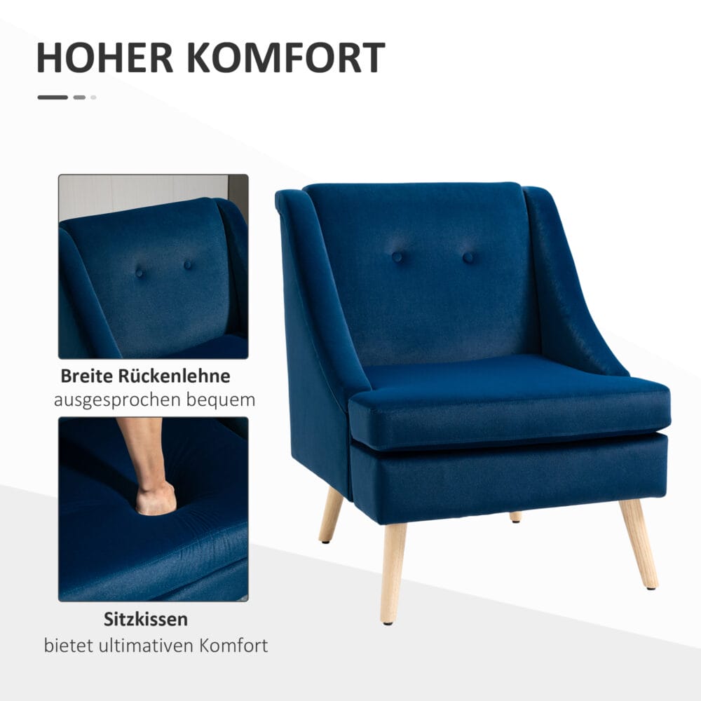 Polstersessel Loungesessel Skandi-Design Blau