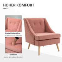 Polstersessel Loungesessel Skandi-Design Rosa