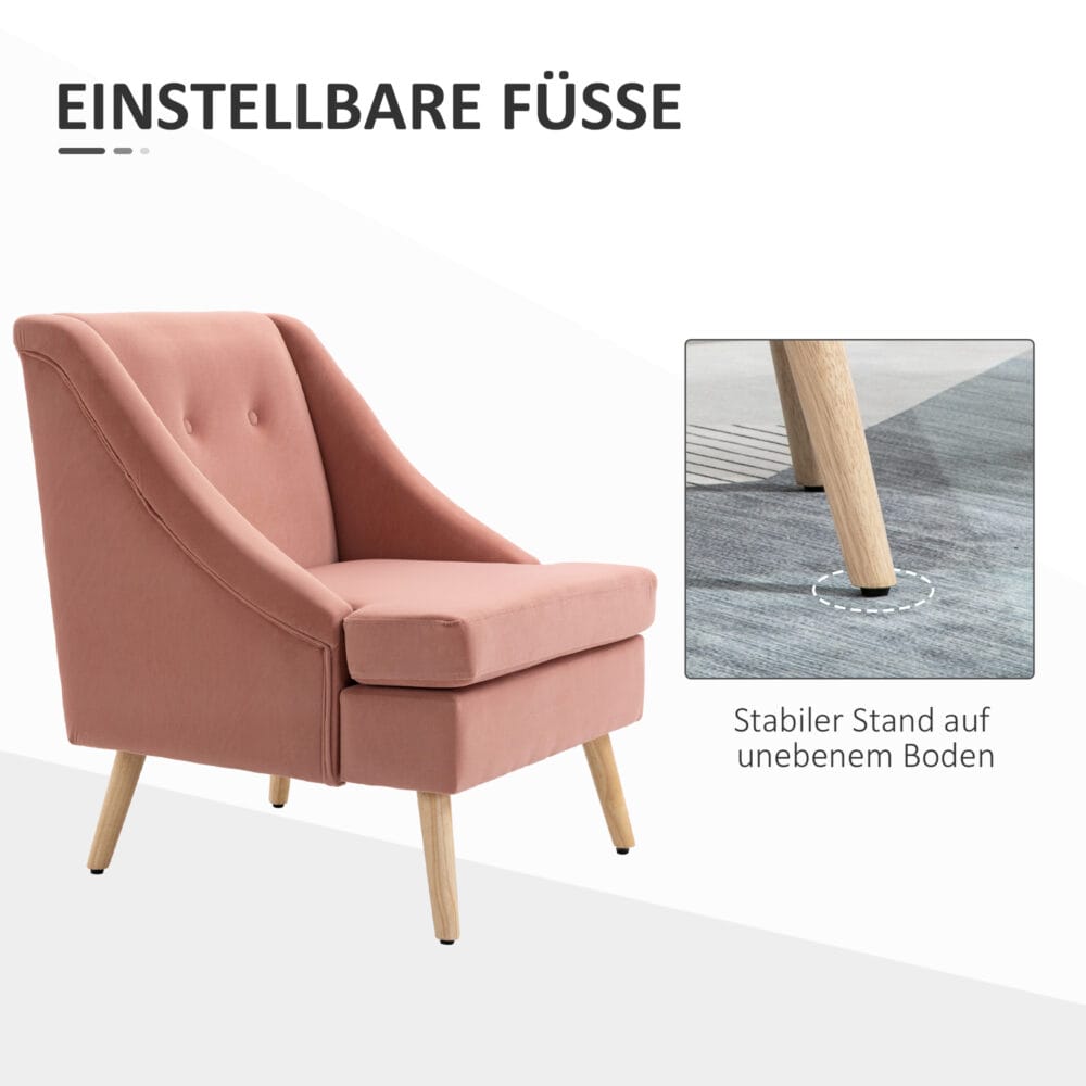 Polstersessel Loungesessel Skandi-Design Rosa