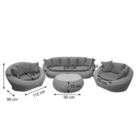 Poly Rattan Garnitur Lounge-Set oval braun