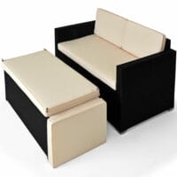 Polyrattan Lounge Sitzgarnitur Sofa + Ottomane mit Stauraum