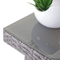 Rattan Gartentisch Cava Esstisch Tisch mit Glasplatte 160x90x74cm grau