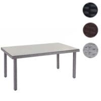 Rattan Gartentisch Cava Esstisch Tisch mit Glasplatte 160x90x74cm grau