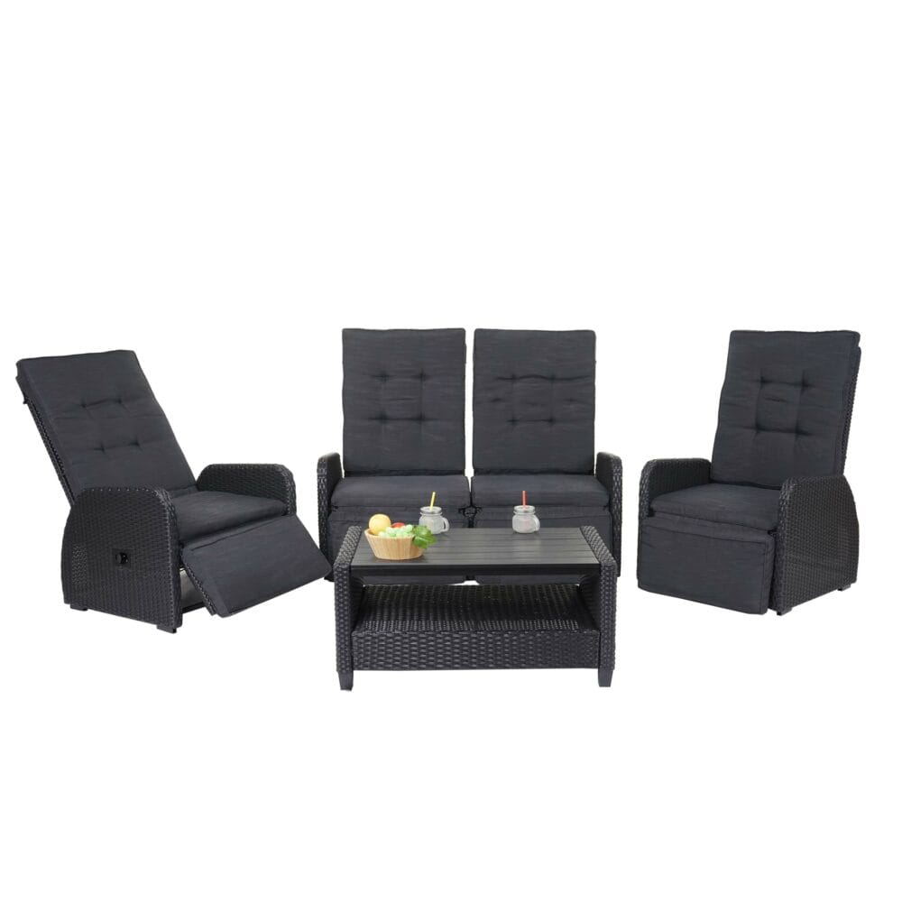 Rattan Sitzgruppe mit Hochlehner und Sofa - verstellbar