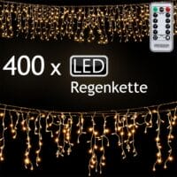Regen Lichterkette mit 400 LEDs 15 Meter & Fernbedienung