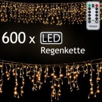 Regen Lichterkette mit 600 LEDs 20 Meter & Fernbedienung