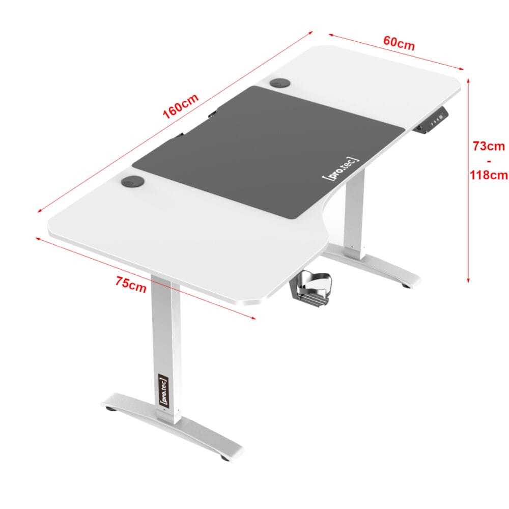 Höhenverstellbarer Tisch Oxnard elektrisch 160x75cm Weiss