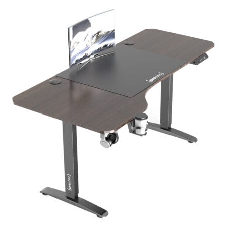 Höhenverstellbarer Tisch Oxnard elektrisch 160x75cm Walnuss-Optik