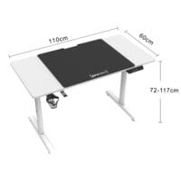 Höhenverstellbarer Tisch Pomona elektrisch 110x60cm Weiss