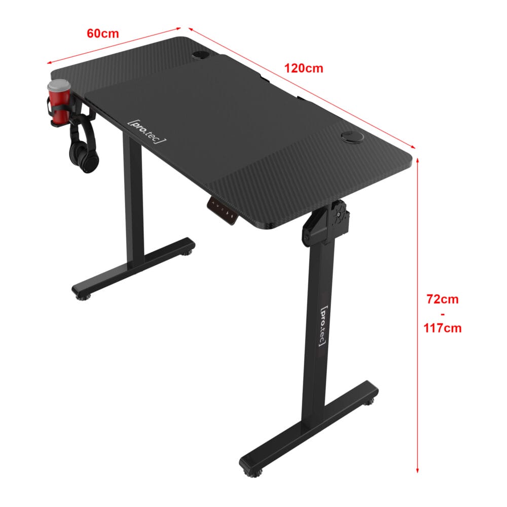 Höhenverstellbarer Tisch Stryn 120x60cm schwarz