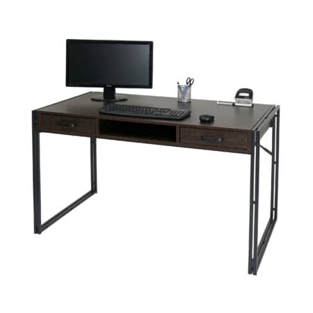 Schreibtisch Bürotisch 121x70cm dunkelbraun 3D-Struktur