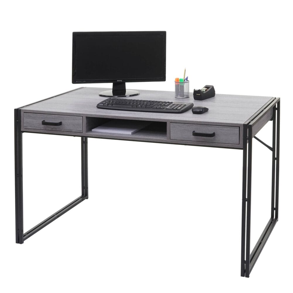 Schreibtisch Bürotisch 121x70cm ~ grau 3D-Struktur