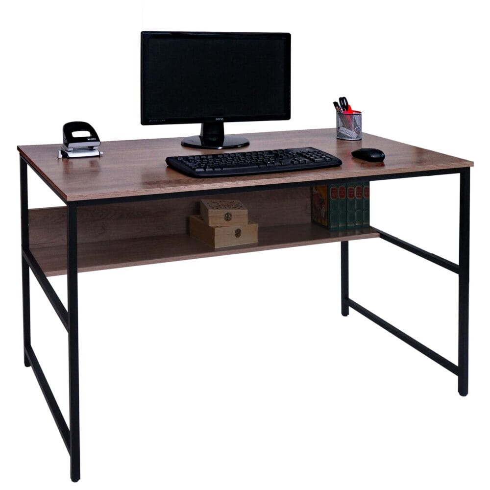 Schreibtisch Bürotisch Computertisch 120x60cm grau-braun