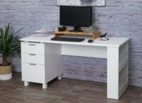 Schreibtisch Bürotisch mit Schubladen und Regal 150x60cm weiss
