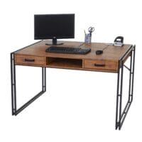 Schreibtisch HWC Bürotisch 121x70cm ~ Wildeiche-Optik