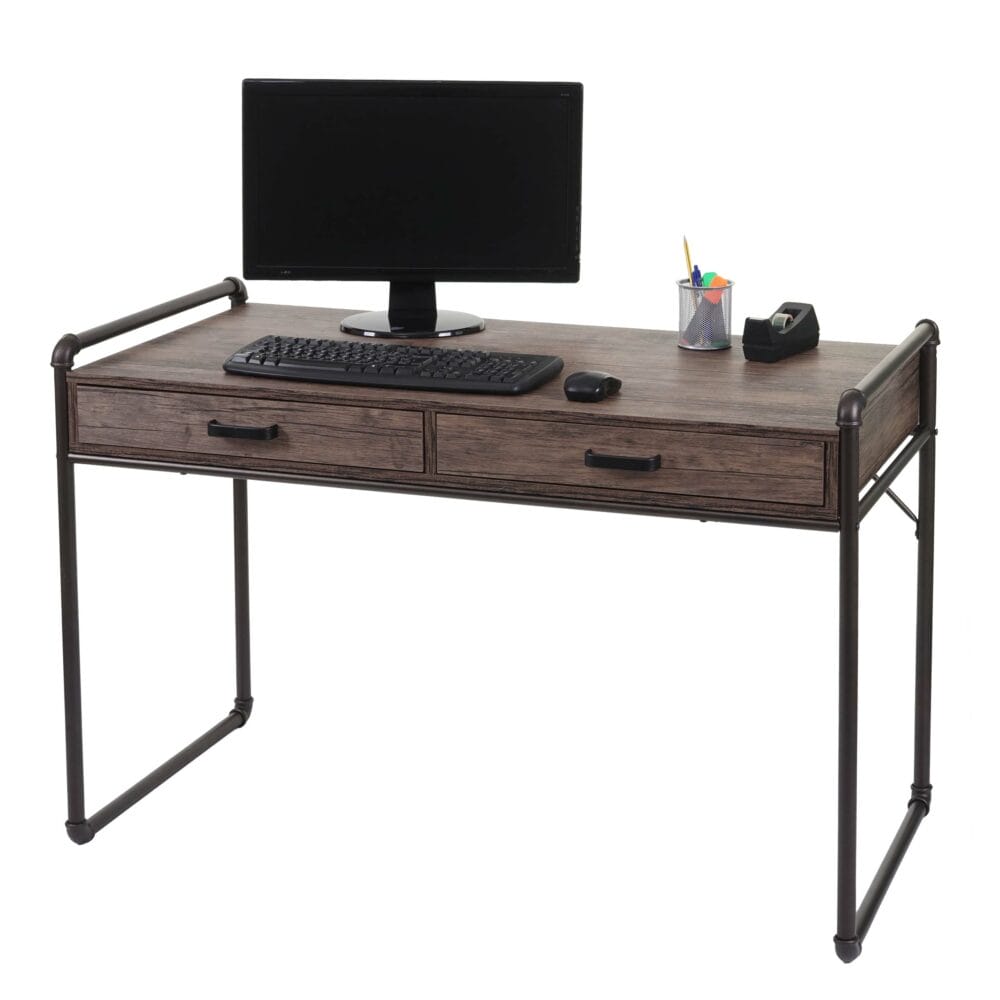 Schreibtisch Industriedesign 75x120x60cm ~ braun Wildeiche-Optik