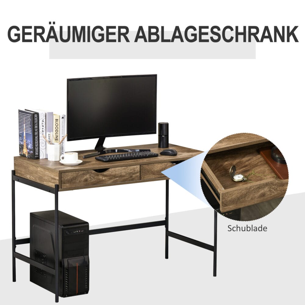 Schreibtisch Industriestil mit Schubladen 110x55x75cm
