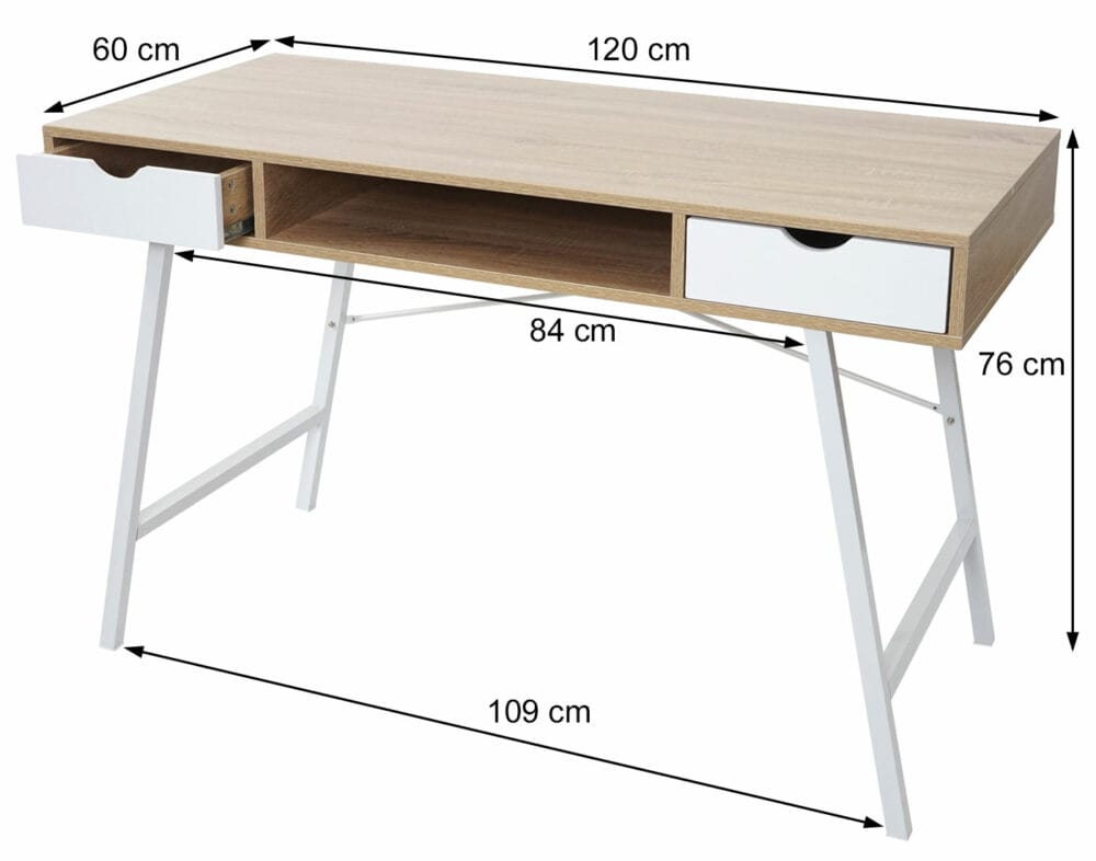Schreibtisch Konsolentisch 3D-Struktur 120x60cm naturbraun weiss