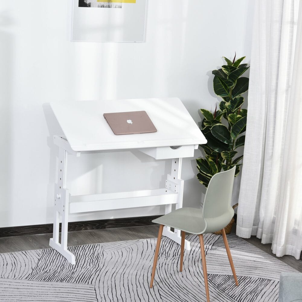 Schreibtisch Neigbar und Höhenverstellbar 5-Stufig mit Schublade