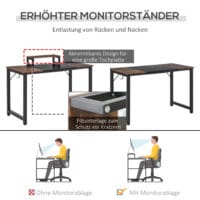 Schreibtisch mit Monitorerhöhung Rustikal 120x60x73.5cm