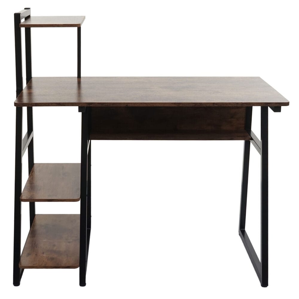 Schreibtisch mit Regal 100x50cm Metall MDF braun