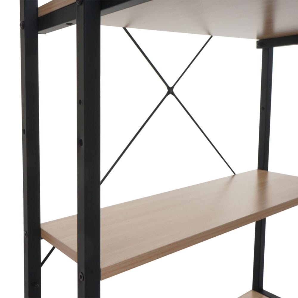 Schreibtisch mit Regal 100x60cm Metall Holz natur