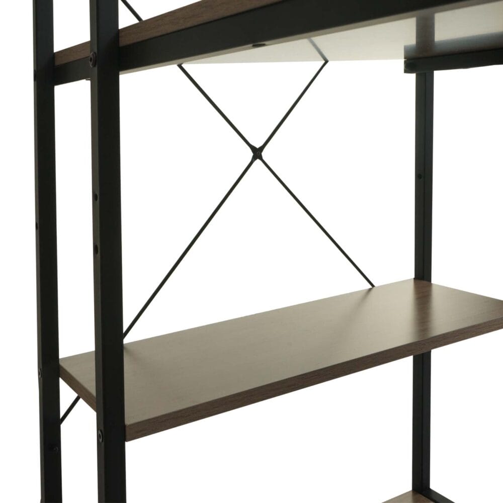 Schreibtisch mit Regal 100x60cm Metall MDF grau/braun