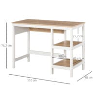 Schreibtisch mit Regal Bürotisch Natur+Weiss 110x48x76.2cm