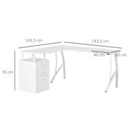 Schreibtisch mit Schubladen Eck-Schreibtisch 143.5x143.5x76cm
