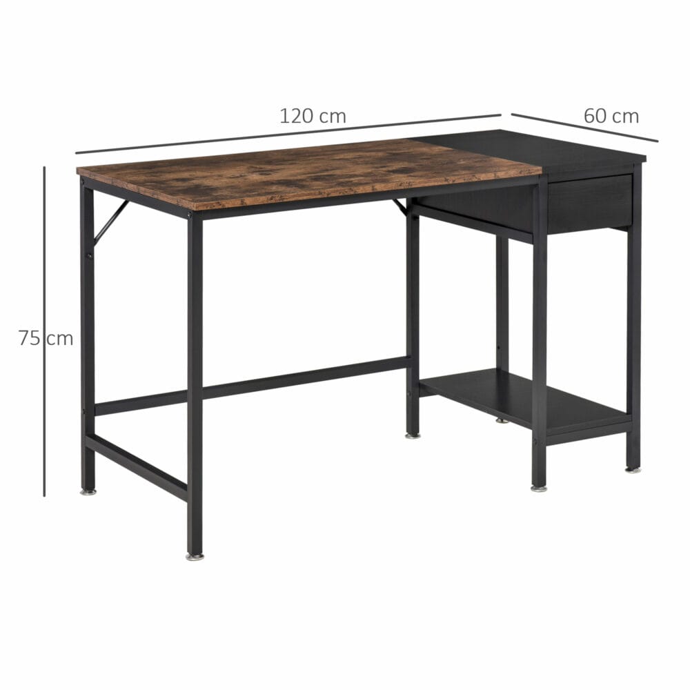 Schreibtisch mit extra Ablage Braun Schwarz 120x60x75cm