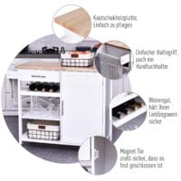 Servierwagen Küchenwagen mit Weinregal und Schublade