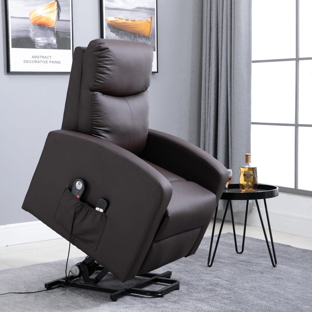 Sessel mit Aufstehhilfe elektrisch Kunstleder Braun