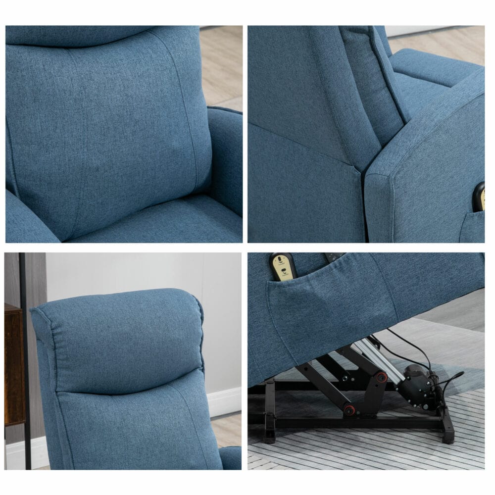 Sessel mit Aufstehhilfe elektrisch Stoffbezug Blau