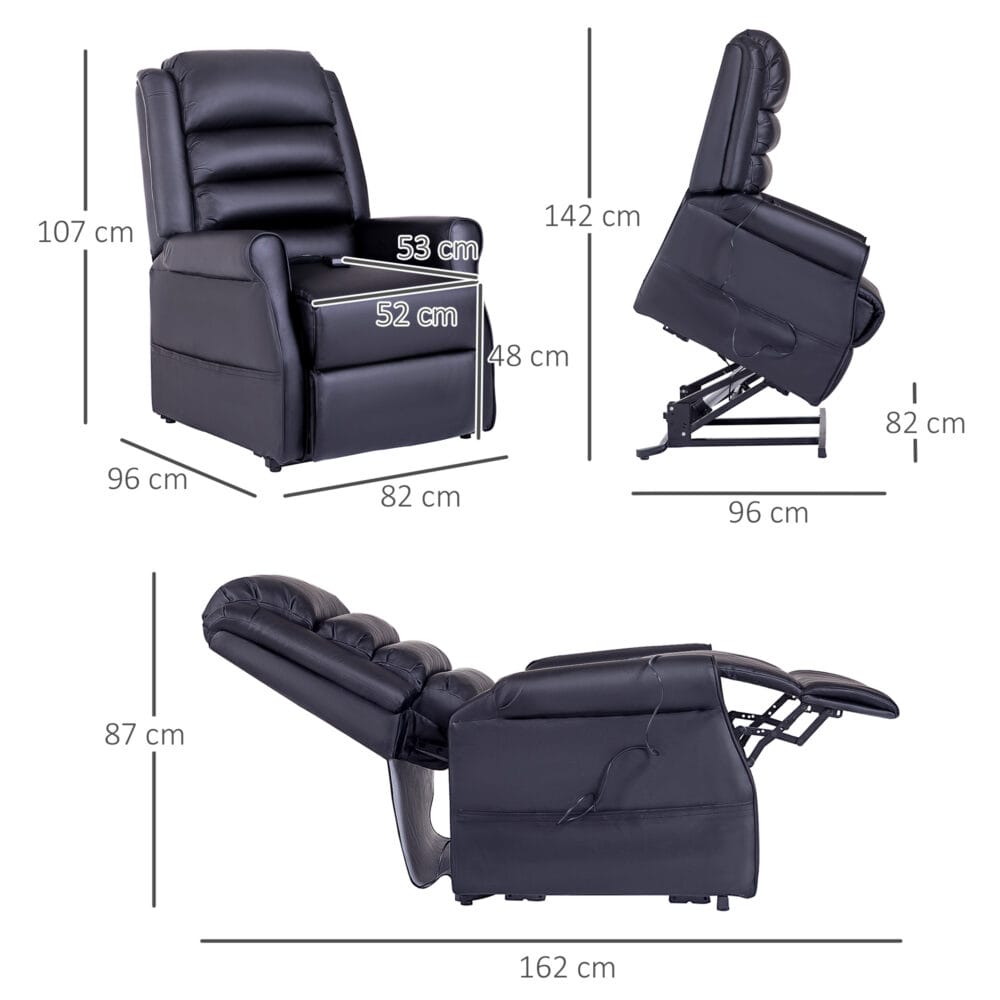 Sessel mit Aufstehhilfe und Massage schwarz